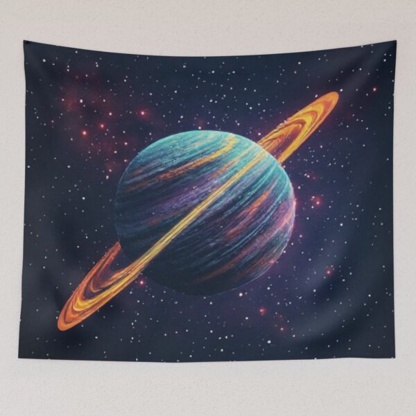 Item preview, Blue-Violet Yellow-Orange Ringed Planet #1 designed and sold by Jadelight's AI Slop.