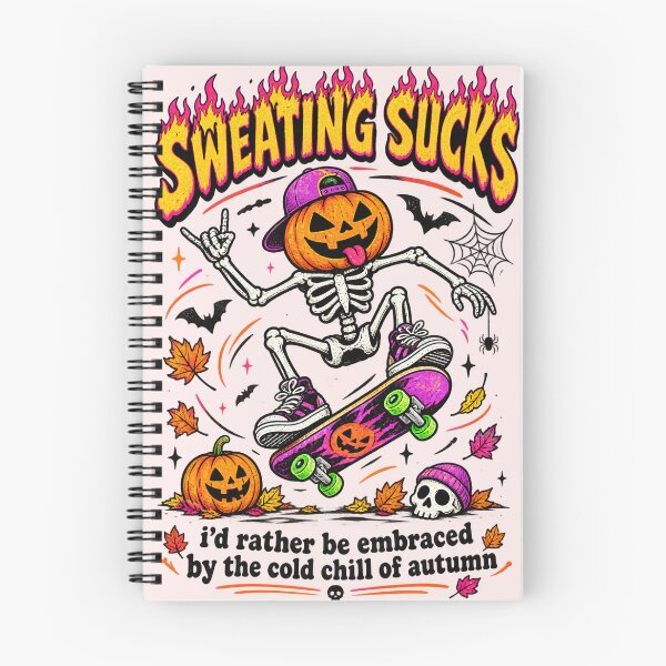Item preview, Sweating Sucks Halloween, Funny Skeleton Pumpkin Skateboard, Retro Spooky Fall Gift designed and sold by Cchotlan.
