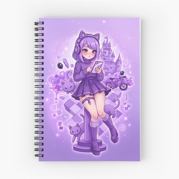 Item preview, Pastel Goth Anime Gamer Girl: Purple Aesthetic Cat Headphones & Castle designed and sold by CuteKats.