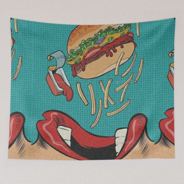 Item preview, Retro Pop Art Burger and Fries Vintage Comic Poster designed and sold by cezzarie.