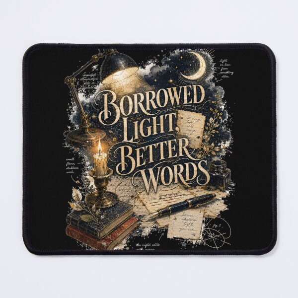 Item preview, Borrowed Light Better Words – Poetcore Night Writing Art designed and sold by Golden Era Studio.