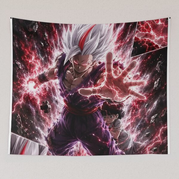 Item preview, Beast Mode Super Saiyan Warrior – Red Lightning Anime Power Art designed and sold by Dyan4.