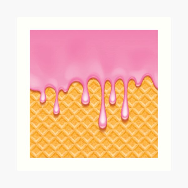 Strawberry Ice Cream Art Print For Sale By Newburyboutique Redbubble