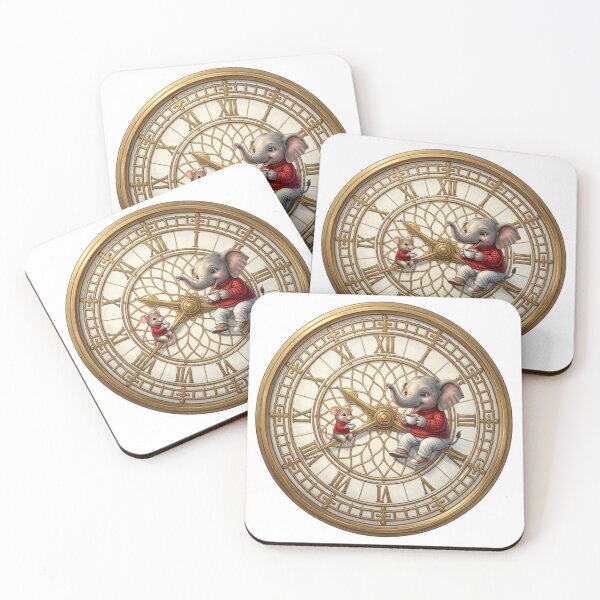 Item preview, Cute Elephant and Mouse Coffee Time Big Ben Clock designed and sold by BonnieGlam13.