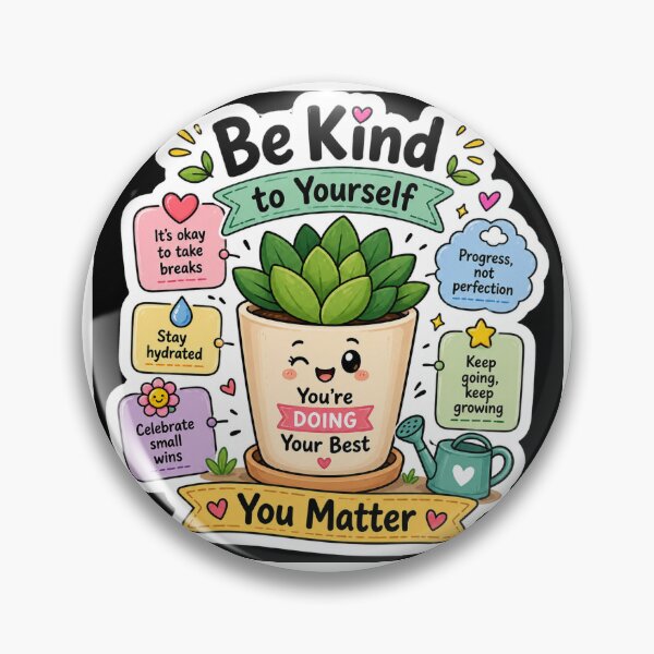 Item preview, Be Kind to Yourself – You Matter Cute Plant Self Care Motivational Sticker designed and sold by vinothmech53.