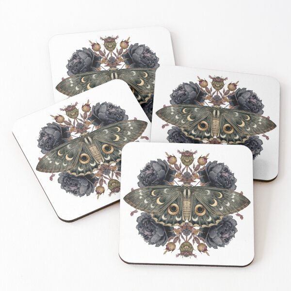 Item preview, Celestial Moon Moth with Dark Floral Symmetry designed and sold by takeng07.