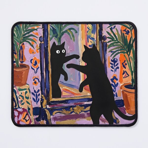 Item preview, Funny Black Cat Boxing Mirror Reflection Matisse Style Poster designed and sold by DuckOddity.