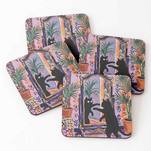Item preview, Funny Black Cat Boxing Mirror Reflection Matisse Style Poster designed and sold by DuckOddity.