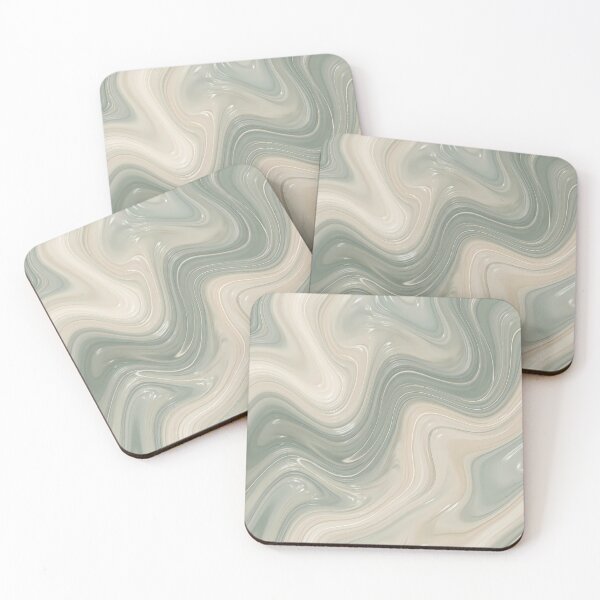 Item preview, Liquid Abstract in Sage Green and Cream — Soft Earthy Marble Art designed and sold by SeamPix.
