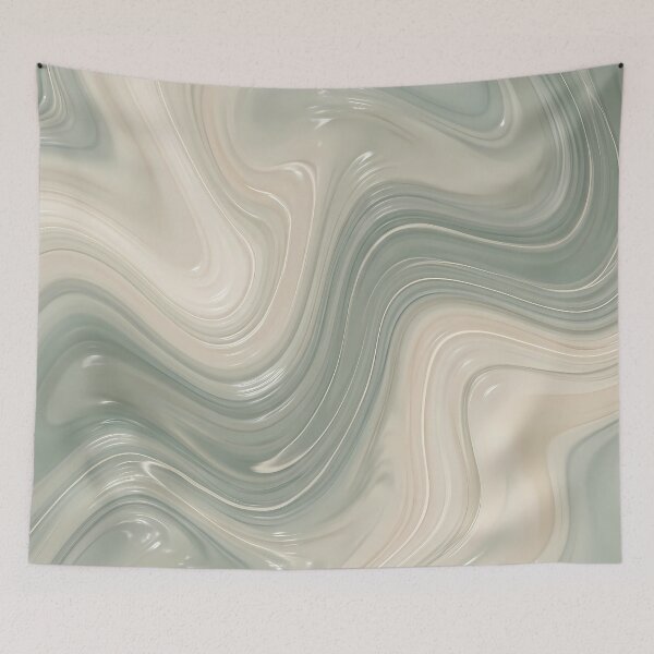 Item preview, Liquid Abstract in Sage Green and Cream — Soft Earthy Marble Art designed and sold by SeamPix.