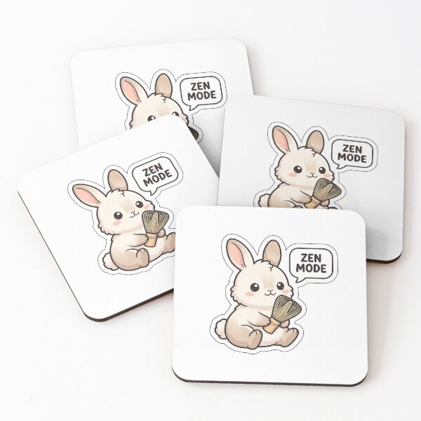 Item preview, Zen Mode Matcha Bunny - Cute Green Tea Rabbit Sticker with Text designed and sold by SimpleP.