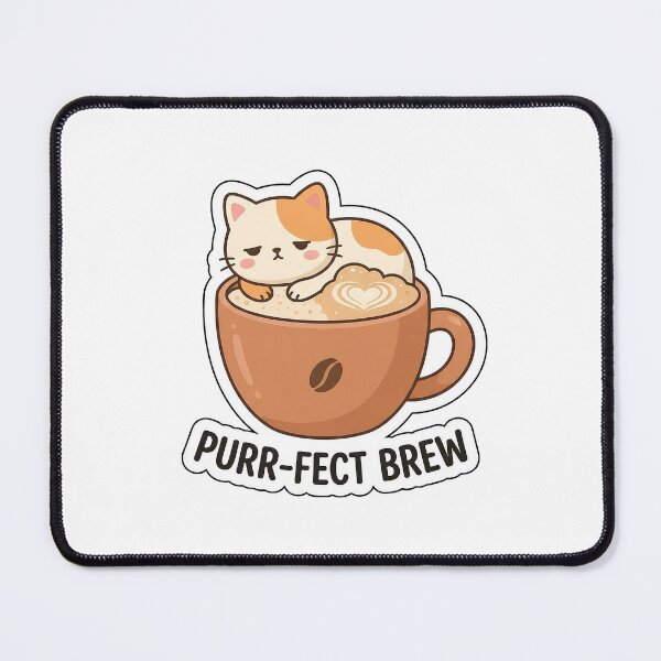 Item preview, Purr-fect Brew Coffee Cat - Cute Kitty Mug Sticker with Text designed and sold by SimpleP.