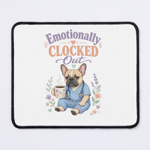 Item preview, Emotionally Clocked Out French Bulldog Nurse | Funny CNA Burnout Shirt designed and sold by justsuestudio.