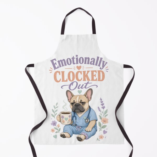 Item preview, Emotionally Clocked Out French Bulldog Nurse | Funny CNA Burnout Shirt designed and sold by justsuestudio.
