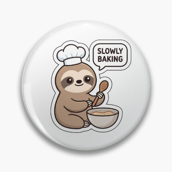 Item preview, Slowly Baking Chef Sloth - Cute Kitchen Animal Sticker with Text designed and sold by SimpleP.