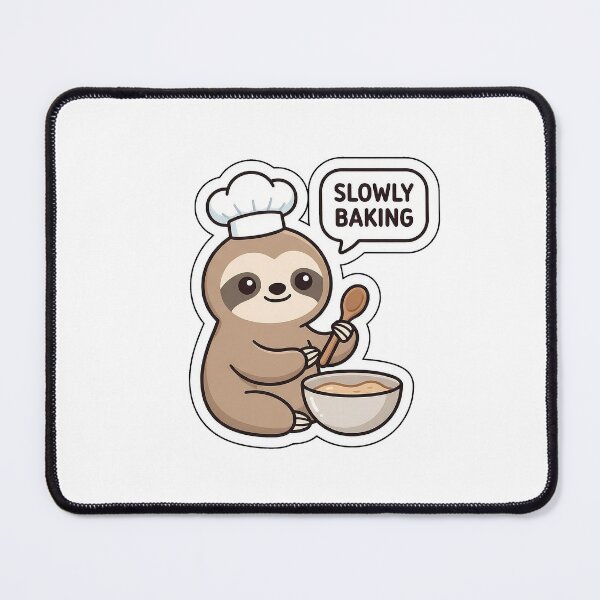 Item preview, Slowly Baking Chef Sloth - Cute Kitchen Animal Sticker with Text designed and sold by SimpleP.