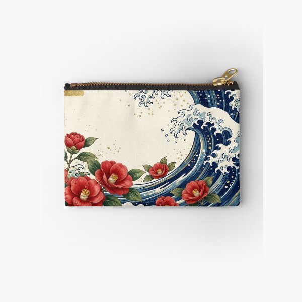 Item preview, Great Wave and Red Camellia Japanese Ukiyo-e Art designed and sold by Hikariha Studio.