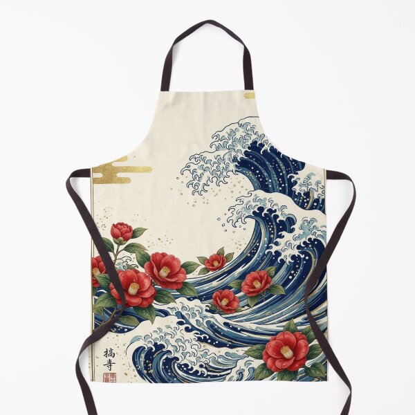 Item preview, Great Wave and Red Camellia Japanese Ukiyo-e Art designed and sold by Hikariha Studio.