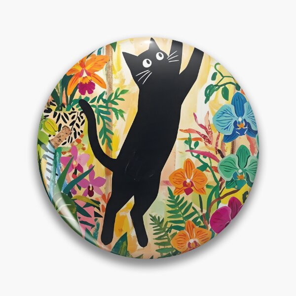 Item preview, Leaping Black Cat Catching Butterfly Matisse Style Wall Art designed and sold by DuckOddity.