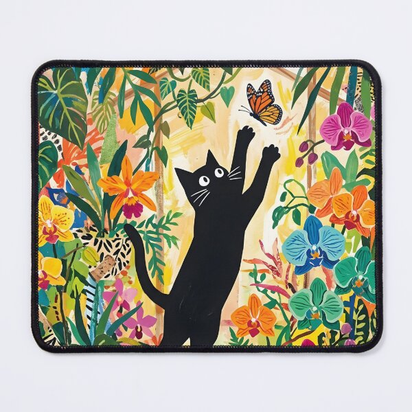 Item preview, Leaping Black Cat Catching Butterfly Matisse Style Wall Art designed and sold by DuckOddity.