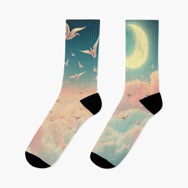 Item preview, Origami Crances flying across a dreamscape sky designed and sold by Asiantrendzz.