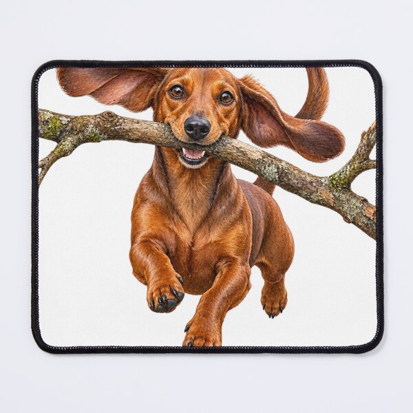 Item preview, Happy Dachshund Running with a Giant Branch designed and sold by Russell Thorne.