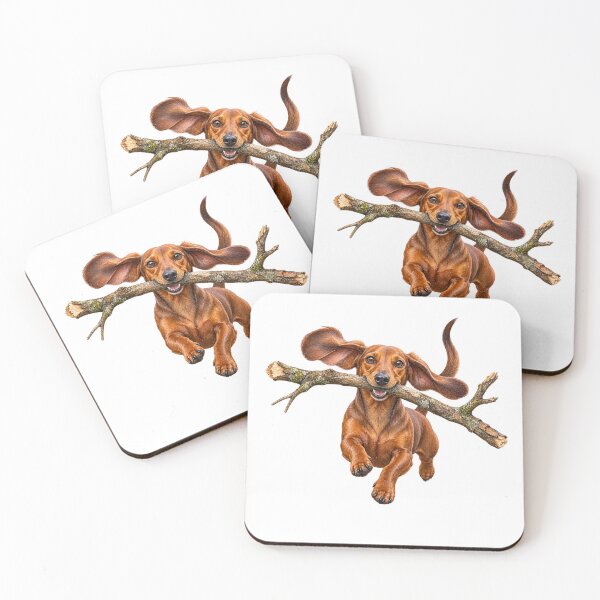 Item preview, Happy Dachshund Running with a Giant Branch designed and sold by Russell Thorne.