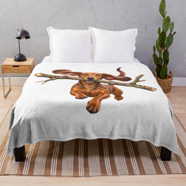 Item preview, Happy Dachshund Running with a Giant Branch designed and sold by Russell Thorne.