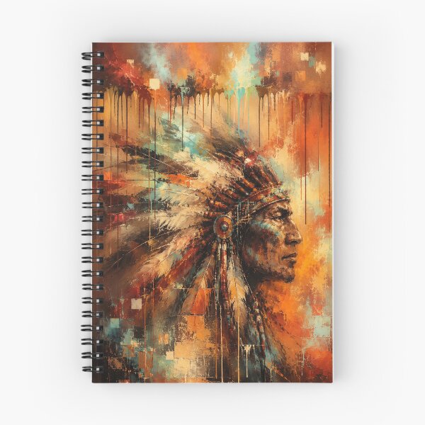 Item preview, Ancestral Flame - Native American Chief Abstract Southwestern Portrait designed and sold by Joey Santiago.