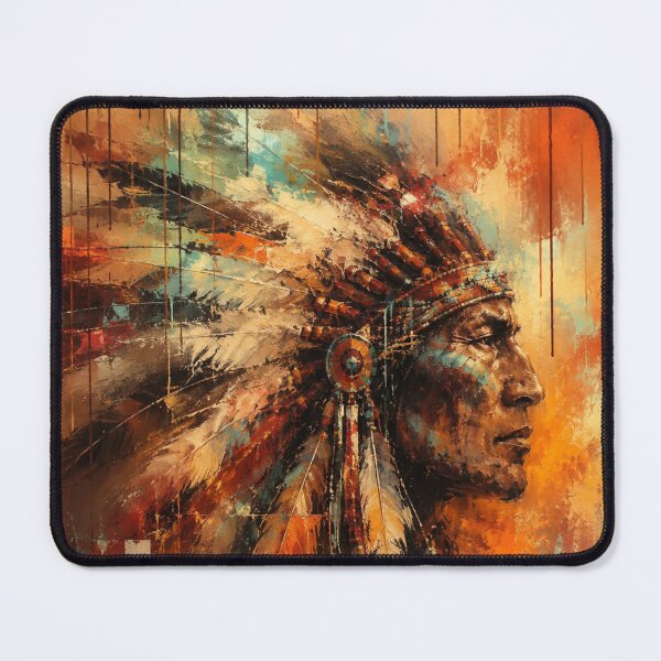 Item preview, Ancestral Flame - Native American Chief Abstract Southwestern Portrait designed and sold by Joey Santiago.