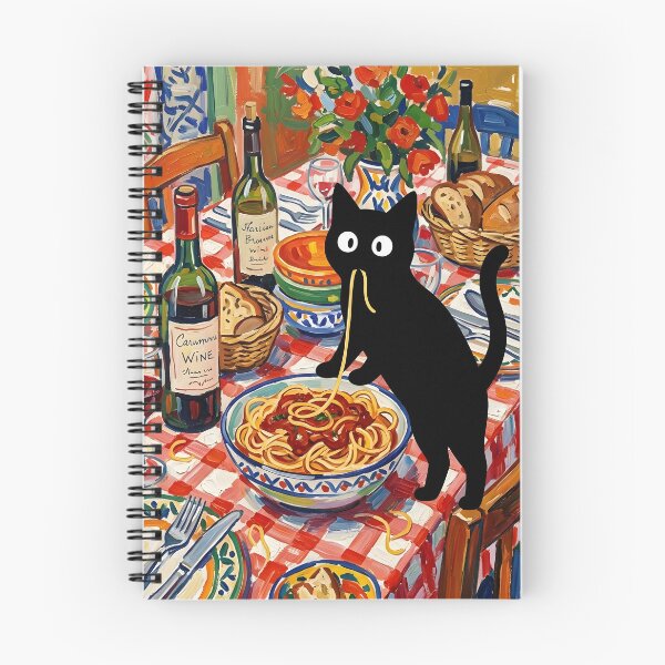 Item preview, Funny Black Cat Eating Spaghetti Noodle Matisse Style Print designed and sold by DuckOddity.