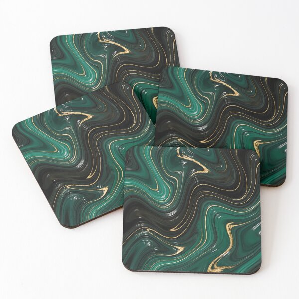Item preview, Liquid Abstract in Emerald and Gold — Luxury Marble Art designed and sold by SeamPix.