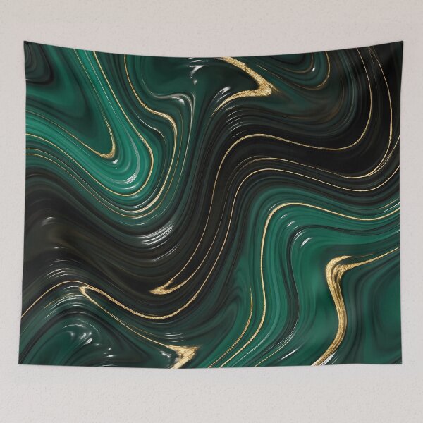 Item preview, Liquid Abstract in Emerald and Gold — Luxury Marble Art designed and sold by SeamPix.