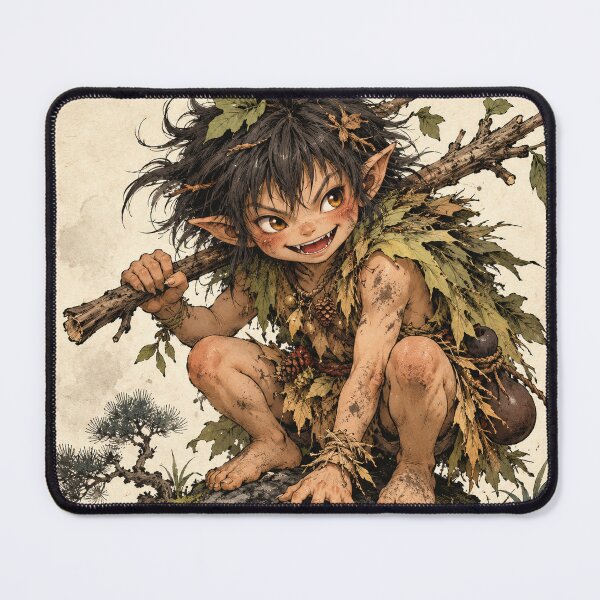 Item preview, Wild Yamawarawa Yokai Woodblock Spirit designed and sold by Ocelot-T.