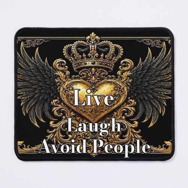 Item preview, Live Laugh Avoid People – Royal Gothic Crown & Winged Heart Art Nouveau Design designed and sold by A-T-H.