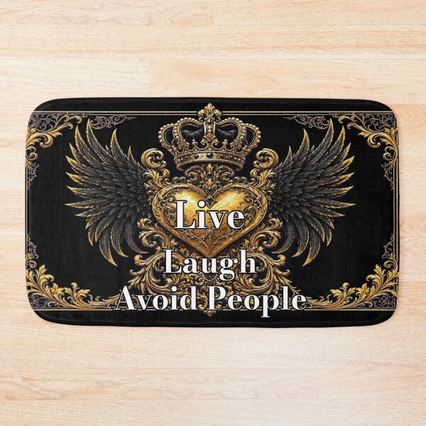 Item preview, Live Laugh Avoid People – Royal Gothic Crown & Winged Heart Art Nouveau Design designed and sold by A-T-H.