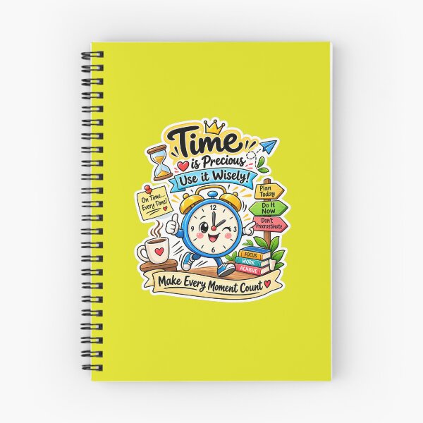 Item preview, Time Is Precious Use It Wisely – Cute Clock Productivity Motivation Sticker designed and sold by vinothmech53.