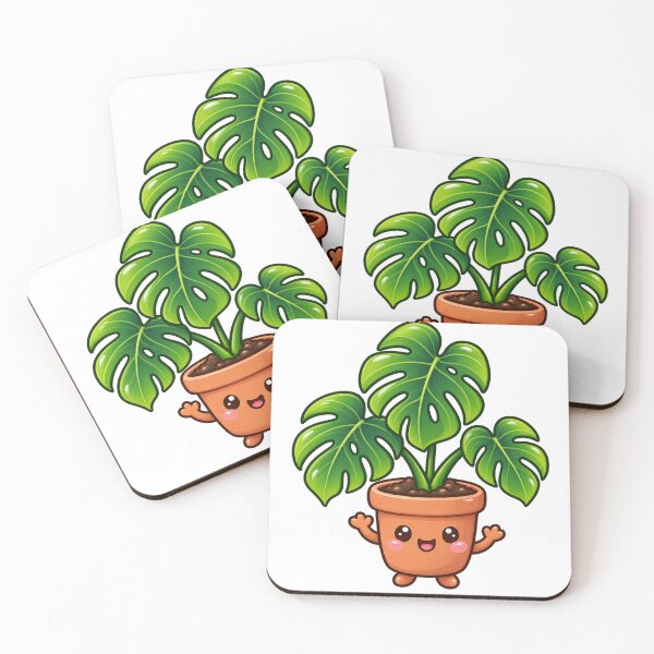 Item preview, Kawaii Happy Monstera Plant designed and sold by Krys-Designs.
