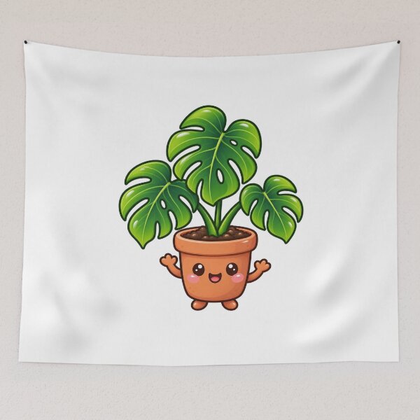 Item preview, Kawaii Happy Monstera Plant designed and sold by Krys-Designs.
