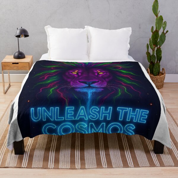 Item preview, Glowing Neon Lion Unleash The Cosmos Sci-Fi Fantasy designed and sold by Pyt27.