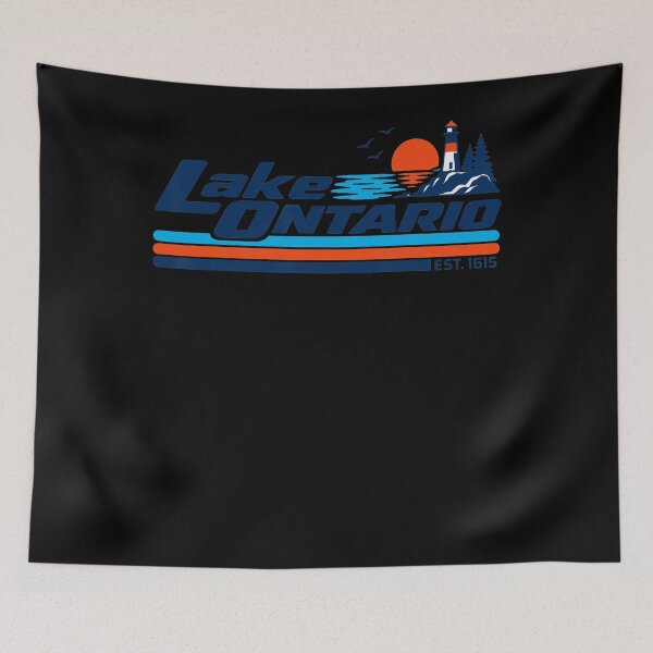 Item preview, Lake Ontario Est 1615 Lighthouse Sunset Retro Stripe Modern Fan Apparel designed and sold by slmfams.