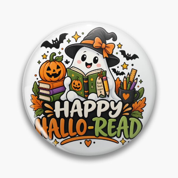 Artikelvorschau, Fröhliches Hallo-Lesen – Niedliches Halloween-Lesegeist-Design für Lehrer entworfen und verkauft von Gallery-yuuna .