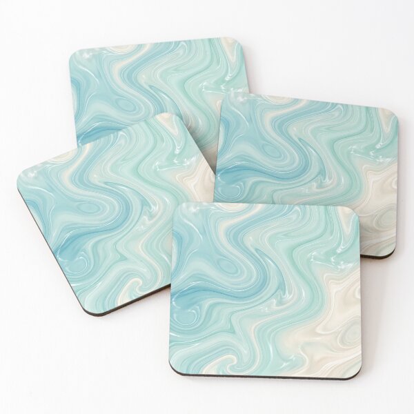 Item preview, Liquid Abstract in Aqua and Cream — Coastal Marble Art designed and sold by SeamPix.