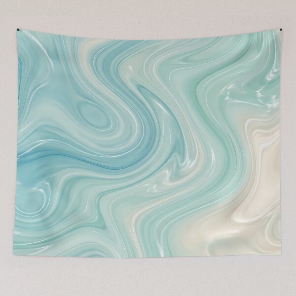 Item preview, Liquid Abstract in Aqua and Cream — Coastal Marble Art designed and sold by SeamPix.