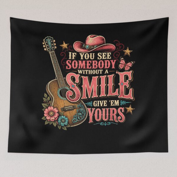 Item preview, If You See Somebody Without A Smile Give Em Yours Guitar Cowboy Hat Fan Apparel designed and sold by slmfams.