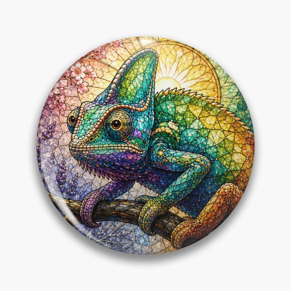 Artikelvorschau, Das Chamäleon der vier Jahreszeiten – Metamorphose in Buntglas entworfen und verkauft von Pixel Otaku Gallery.