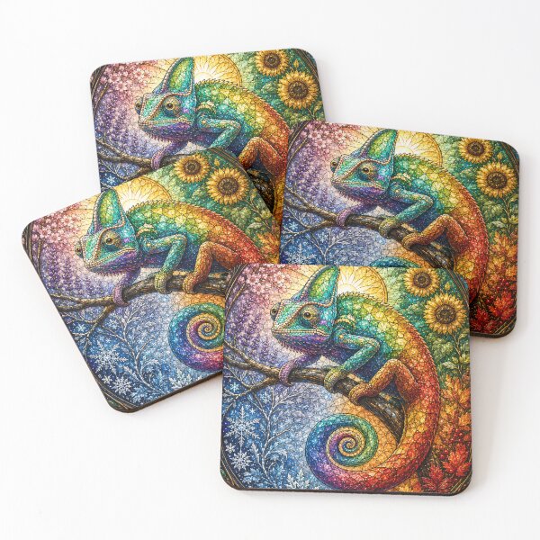 Item preview, The Chameleon of the Four Seasons – Metamorphosis in Stained Glass designed and sold by Pixel Otaku Gallery.