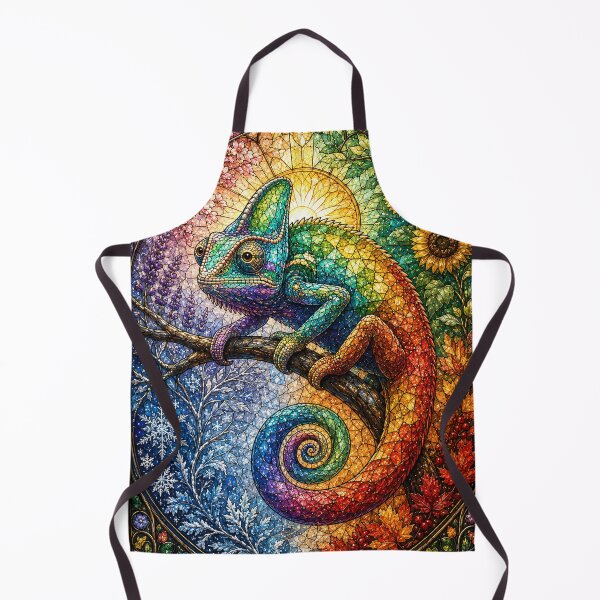 Item preview, The Chameleon of the Four Seasons – Metamorphosis in Stained Glass designed and sold by Pixel Sakura Gallery.