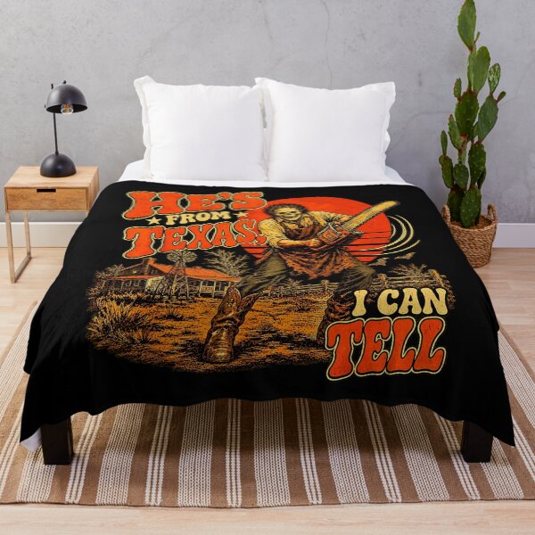 Item preview, Hes From Texas I Can Tell Leatherface Chainsaw Horror Fan Apparel designed and sold by slmfams.