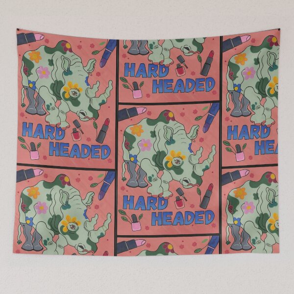 Item preview, ‘Hard headed’ Bright and Bold Acrylic Rhino Painting designed and sold by FoulfaeriePrint.